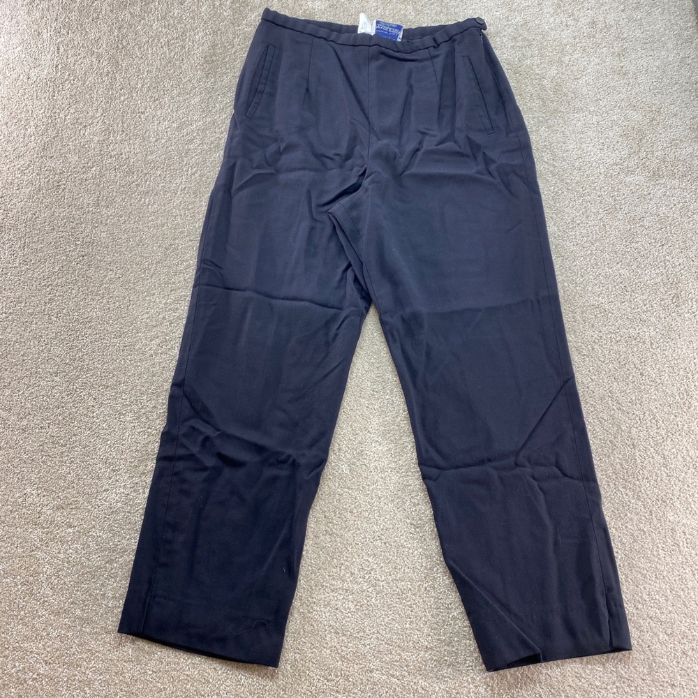 Pendleton Dress Pants Womens 12 Navy Blue Virgin Wool Pleated High Rise Straight